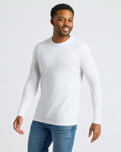 True Classic Men’s Long Sleeve Crew Neck Tee – Soft Cotton Stretch Fit, Tailored Everyday Shirt for Layering, Loungewear, or Streetwear Looks