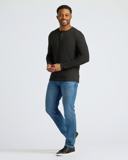 All Black Classic Henley 6-Pack