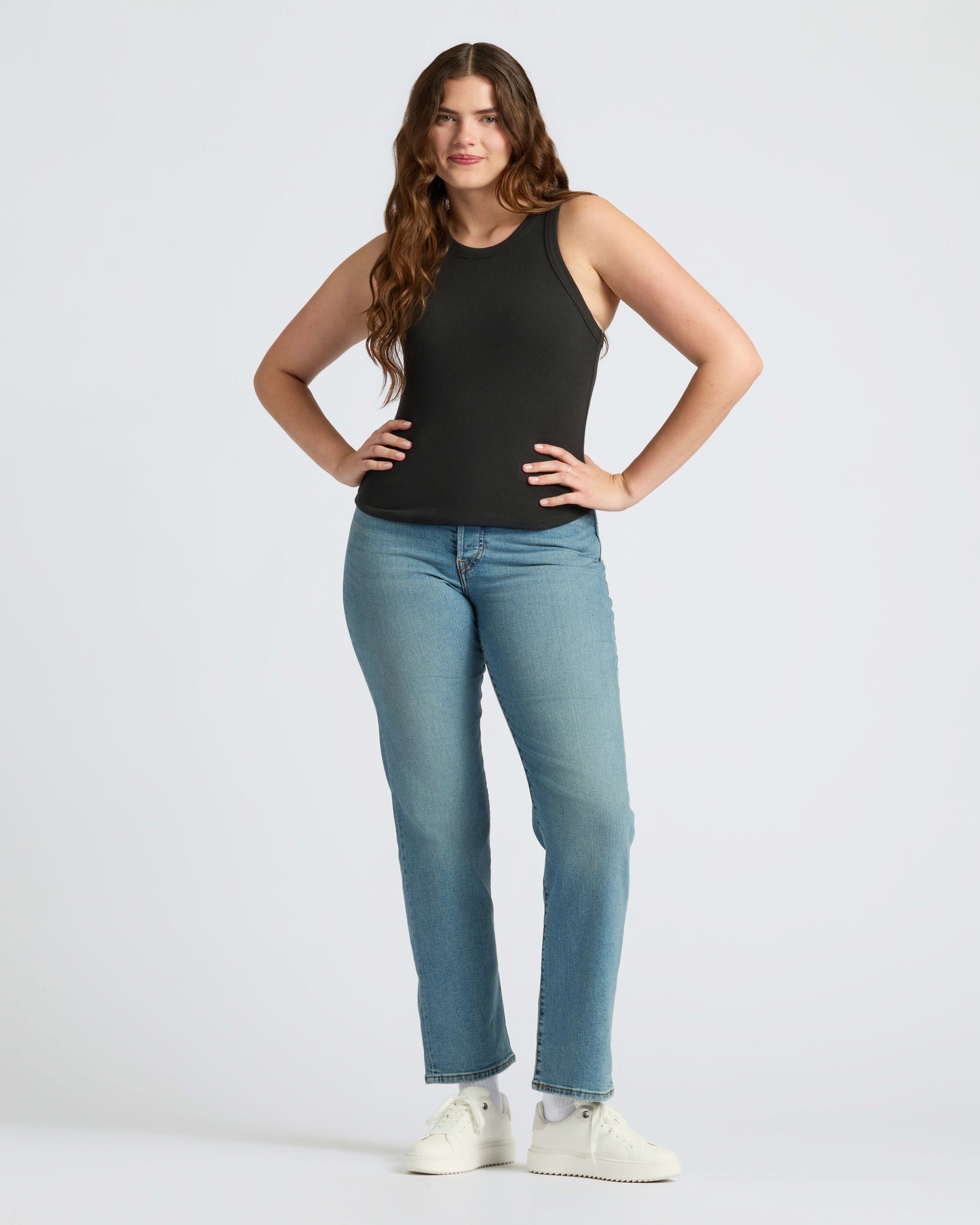Womens Black Ribbed High Neck Tank 3-Pack