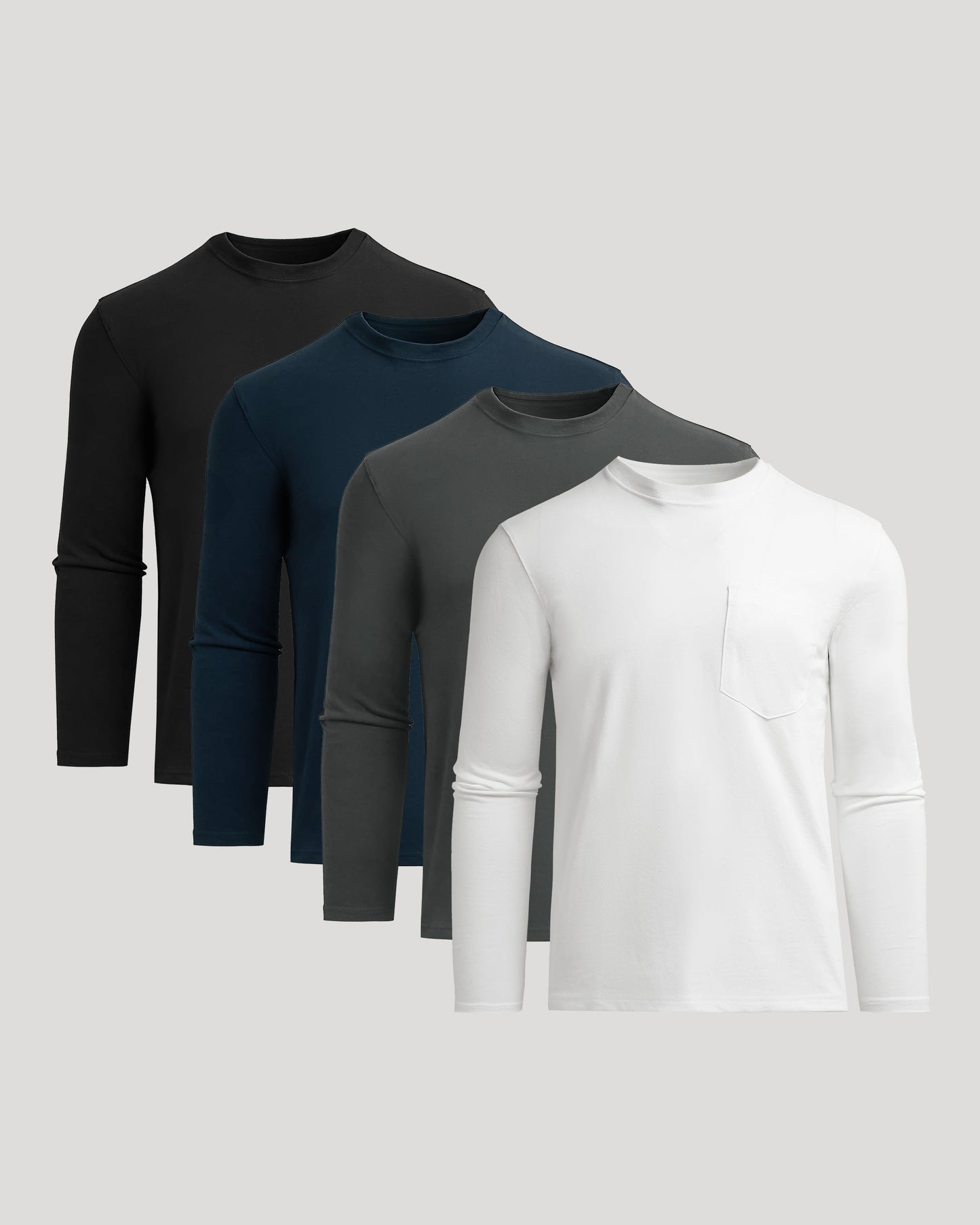 Heavyweight Long Sleeve Pocket Crew 4-Pack